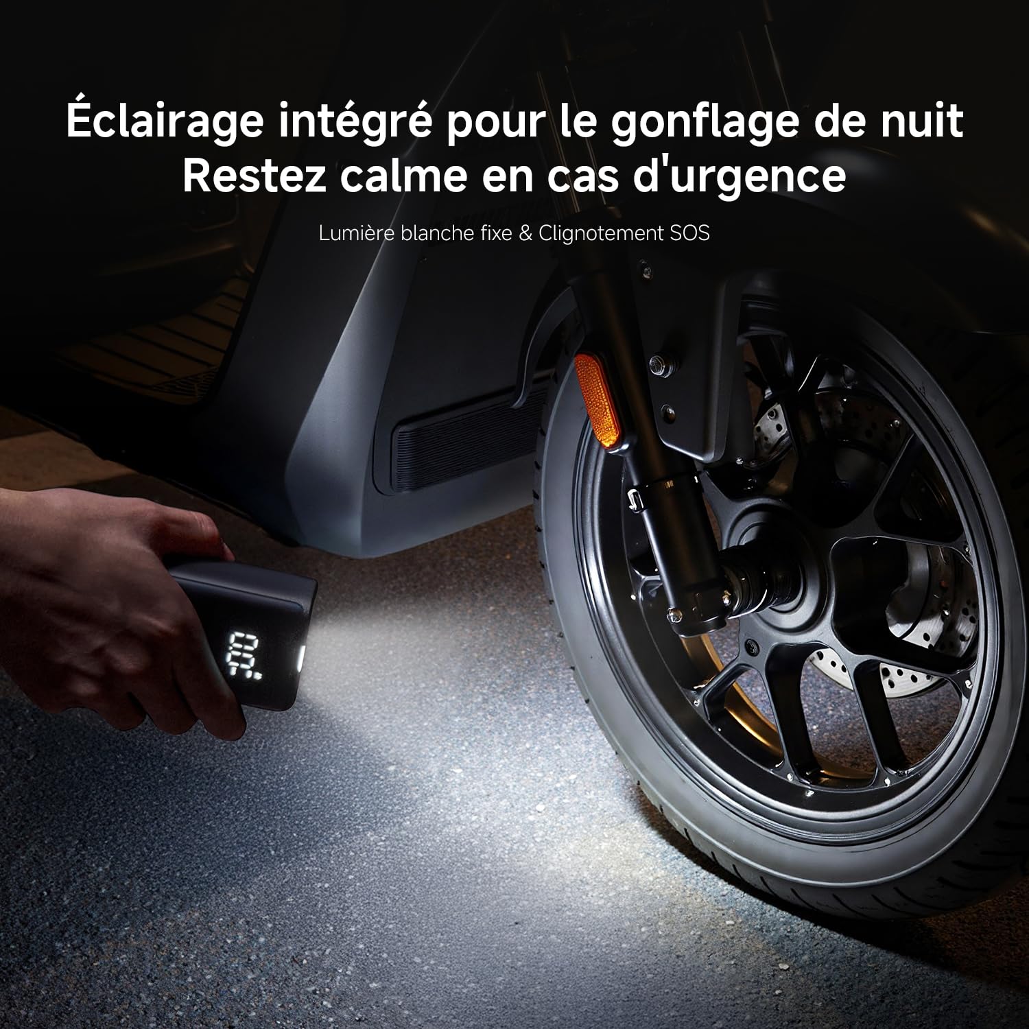 Xiaomi Mijia Compact Portable Electric Air Compressor gonfleur electrique | 6*3.8*9.3cm compresseur à air portatif, 150PSI, Écran digital, éclairage, SOS, ±1psi Détection de pression, accessoire moto