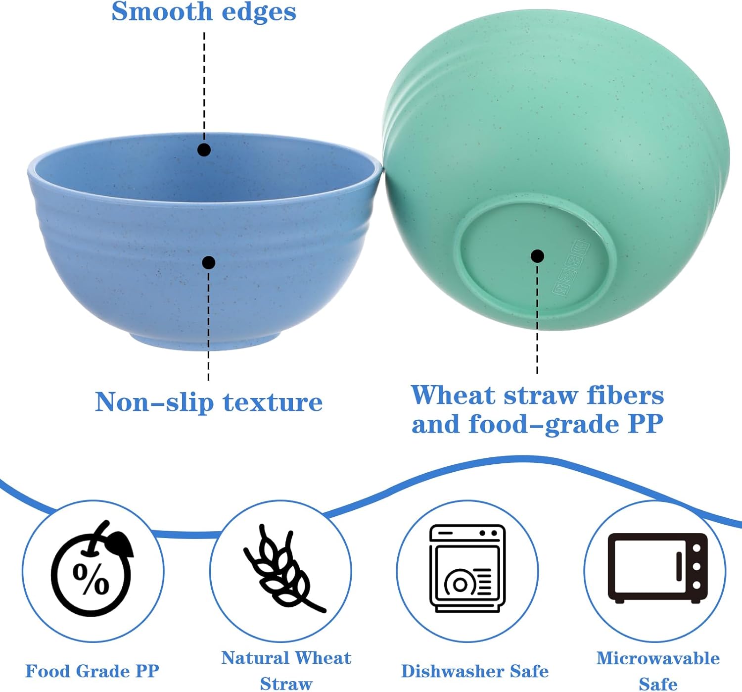 12 Pack Unbreakable Wheat Straw Bowls with Lid, 26 OZ Cereal Bowls for Kitchen, Dishwasher Safe Soup and Salad Bowl, Reusable microwave bowl for Ice Cream,Snack and Fruits - Image 5