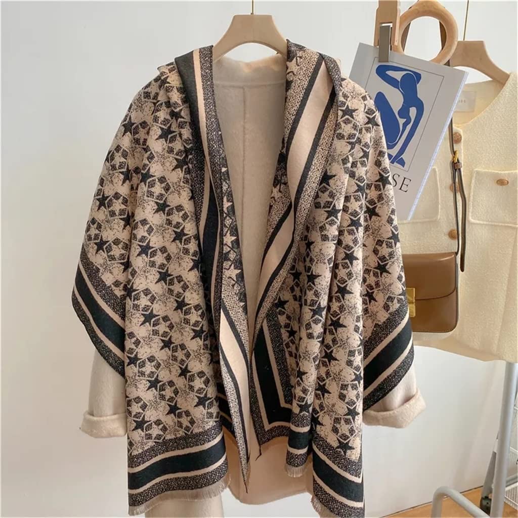 Bufanda Gruesa de imitación de Cachemira para Mujer, Chal cálido, Manta de Invierno, pañuelo para el Cuello con borlas para Mujer (Color 1, 180 x 65 cm)