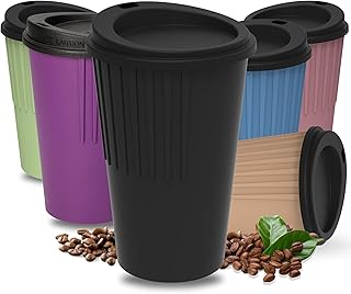 Kubek do kawy na wynos, 300 ml, kubek z pokrywką i ryflowanym wyglądem jako ochrona przed wysoką temperaturą, nie zawiera BPA, wyprodukowano w Niemczech, kubek podróżny, idealny do biura, samochodu i