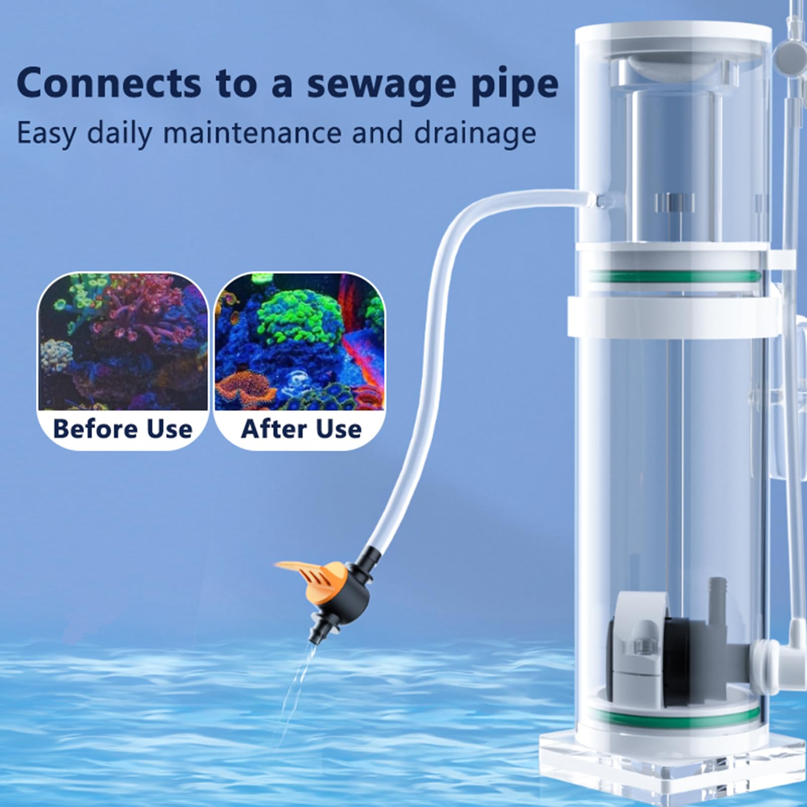 Skimmer de superficie de acuario, espumador de proteínas para acuarios de agua salada, ideal para eliminación de aceite y escombros, adecuado para capacidades de agua de 2 L a 90 L