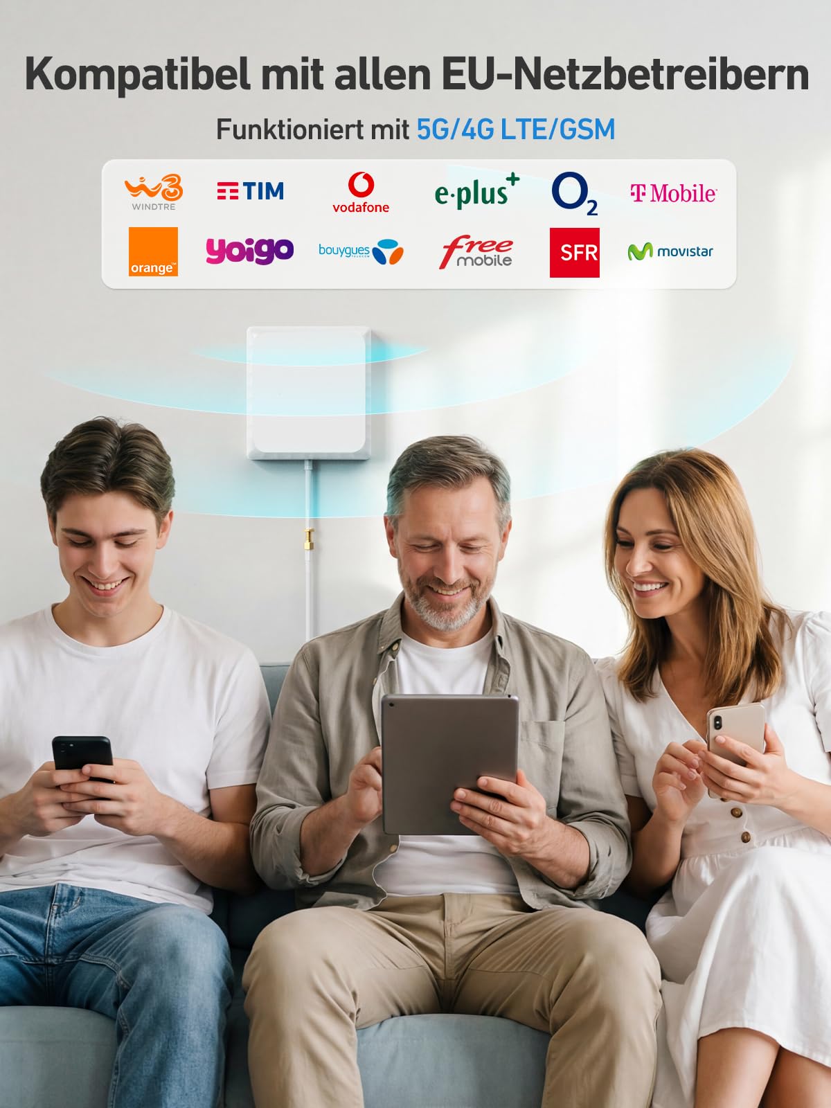 Mobilfunk Verstärker für Haus und Büro, Handy Signalverstärker für Band 3/20, 4G LTE GSM Repeater mit hoher Verstärkung, Empfangsverstärker Mobilfunk für Vodafone O2 Telekom T-Mobile E-Plus