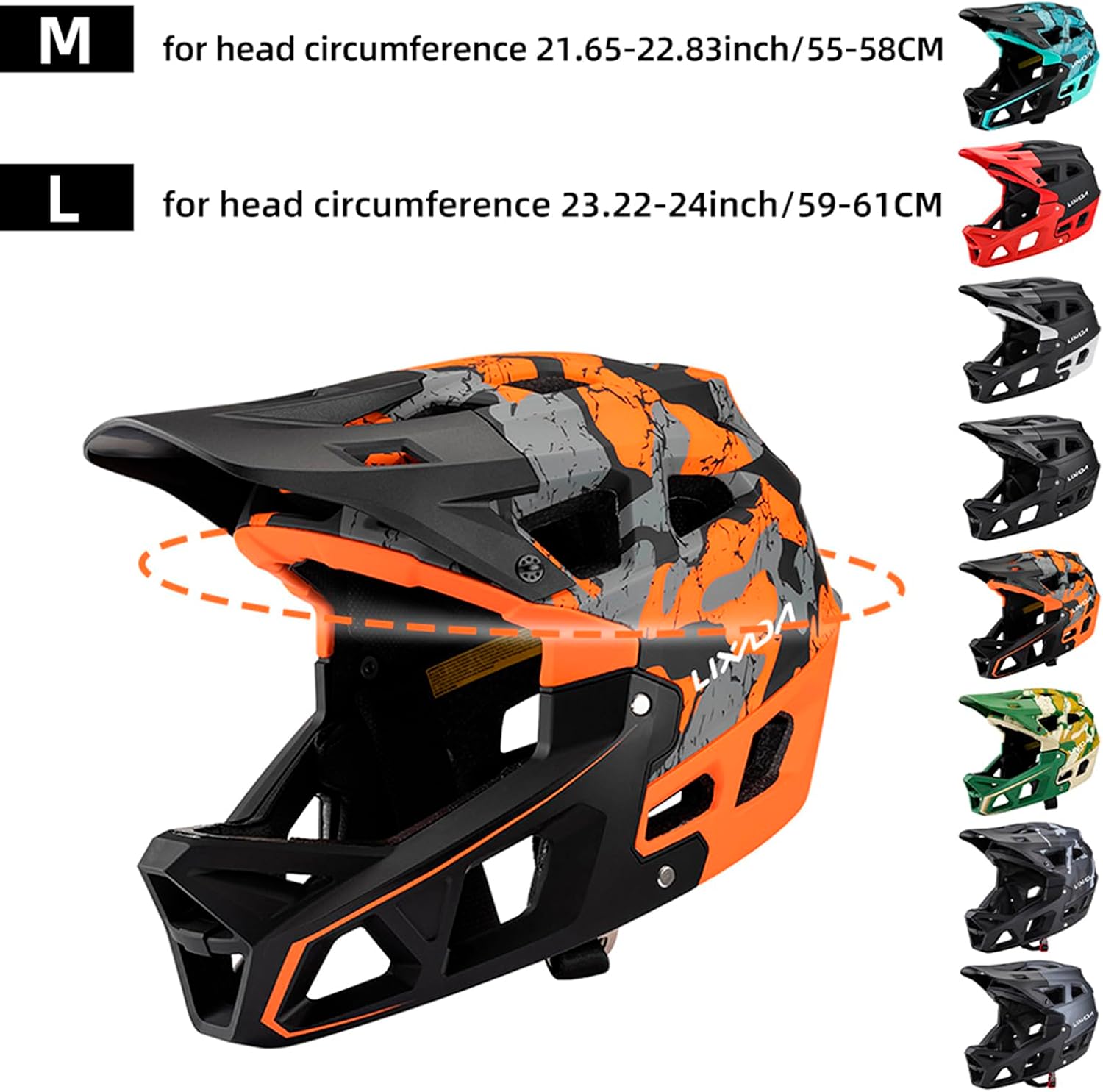 Lixada Adult Bike Helmet, Full Face Mountain Bike Helmet Lightweight Bicycle Helmet with Pads & Visor, Comfort Cycling Helmet Racing Downhill MTB Helmet for Men Women - Image 9