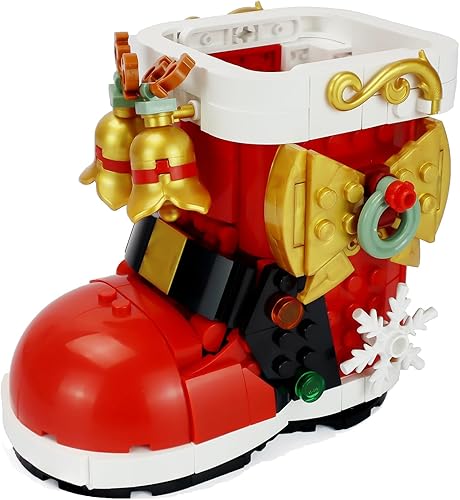 Juego de construcción de botas de nieve de Navidad, compatible con ladrillos de construcción de Navidad Lego, lindo juego de bloques de regalo de