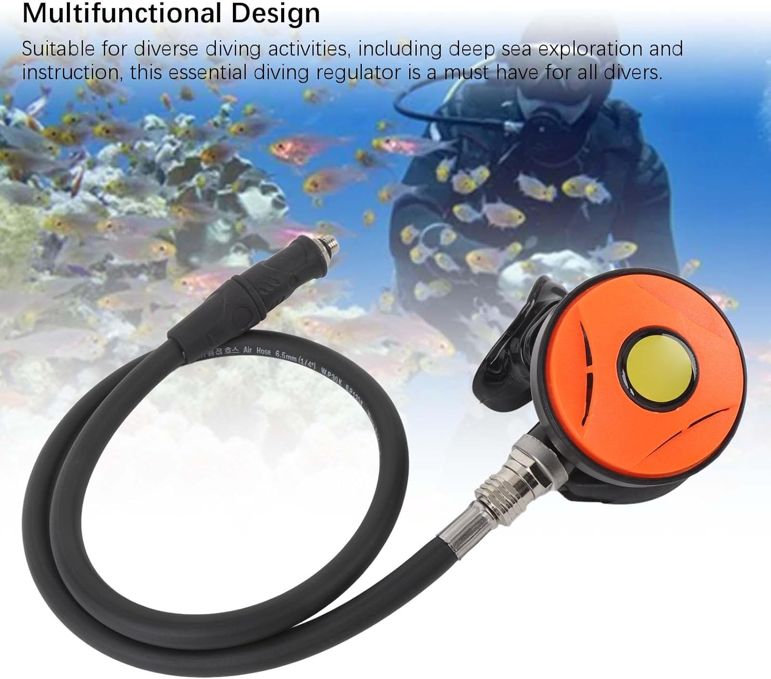 高性能スキューバダイビングレギュレーター - 安全で楽しい水中冒険のために、快適なシリコンマウスピースを備えた耐久性の高い高圧ホース