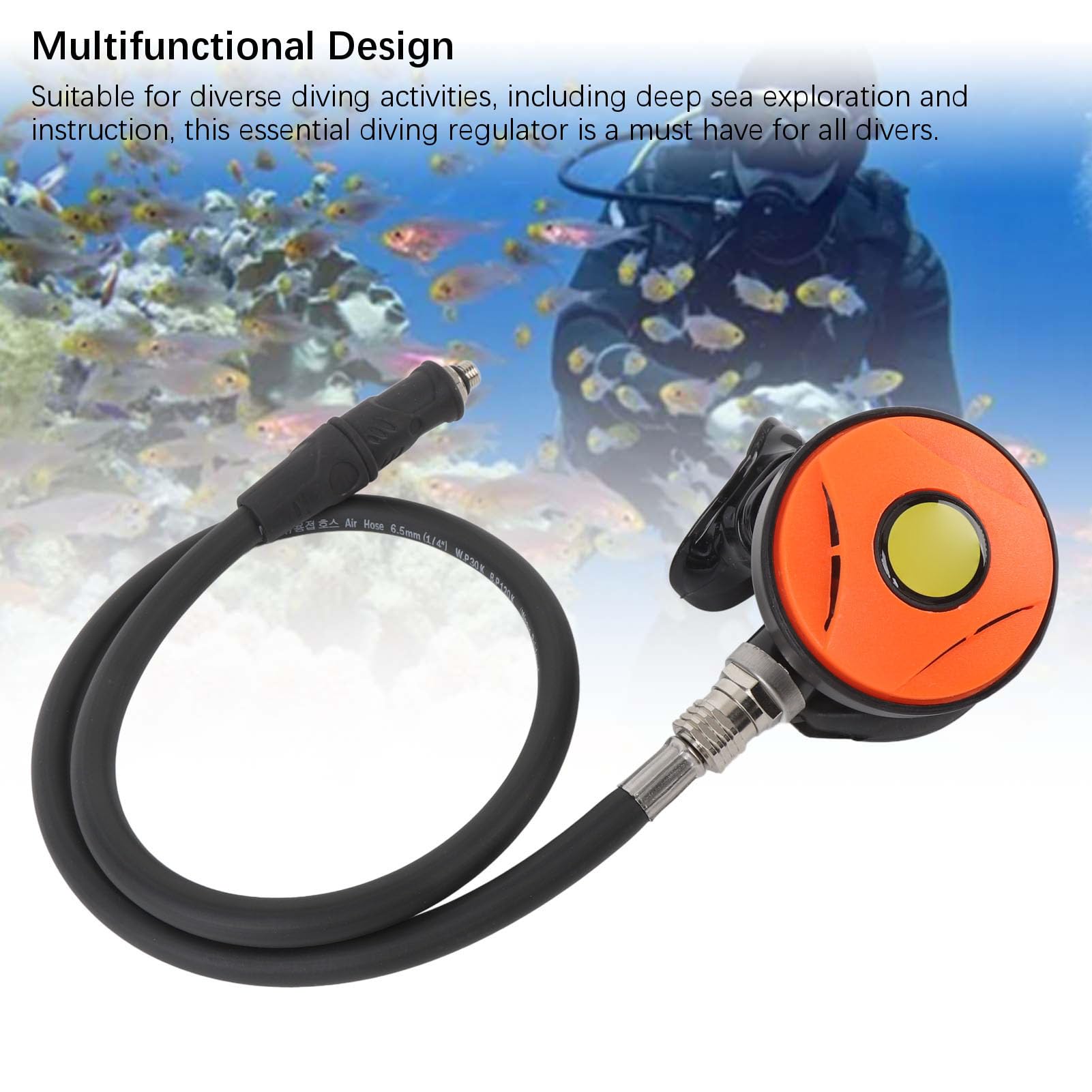 Regolatore per immersioni subacquee, tubo ad alta pressione, boccaglio in silicone, erogatore di respirazione per immersioni.