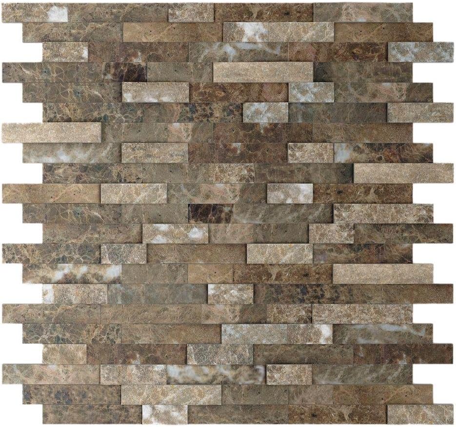 Inoxia Speedtiles 3579844 Bengal Brown 11.77 In. X 11.57 In. X 8 Mm Stone Self-Adhesive Wall Mosaic Tile (11.4 Sq. Ft. / Case)