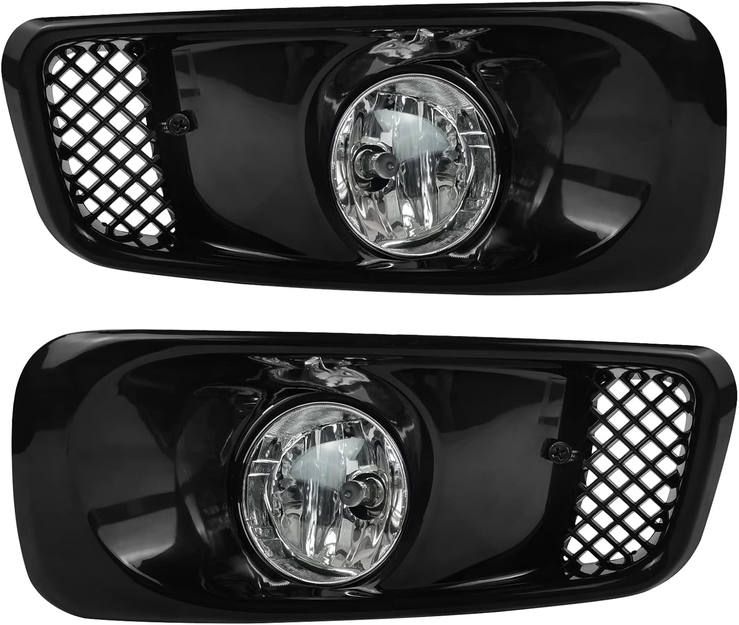 YLT AUTO Front Bumper Daytime Running Fog Light Lamp A Pair of LH+RH Replacement Kit Clear Lens Black Fog Light Cover with Halogen Bulb and Wiring Harness For 1999 2000 Honda Civic