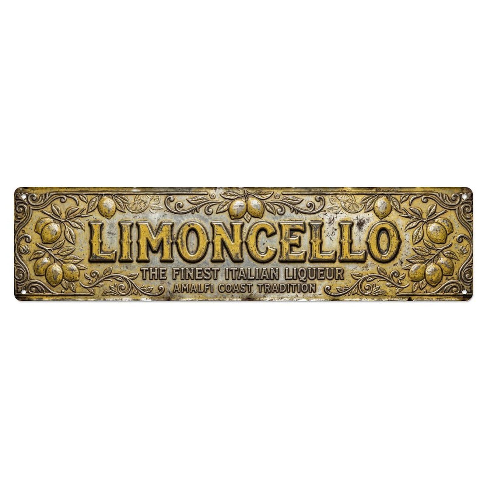Vintage Limoncello Pressed Italian Citrus Metal Tin Sign Plaque Wall Decor for Cafe, Club, Garden Metal Poster 4x16Inch