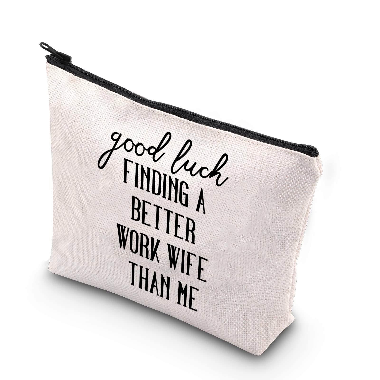 TSOTMOWork Wife Appreciation Gift Cosmetic Bag Colleague Farewell Gifts Work Bestie Gift Coworker leaving Gift, Beige, Good Luch