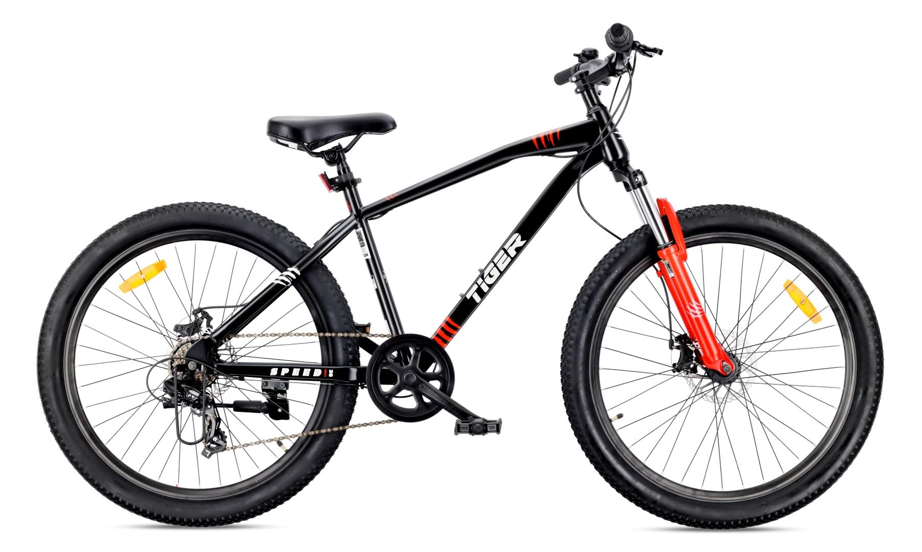 sun baby TIGER BIKE Bicicletta da 26 pollici, mountain bike per ragazzi e uomini, bici da montagna 26" - telaio in acciaio, 7/21 marce, freni a disco, ammortizzatore