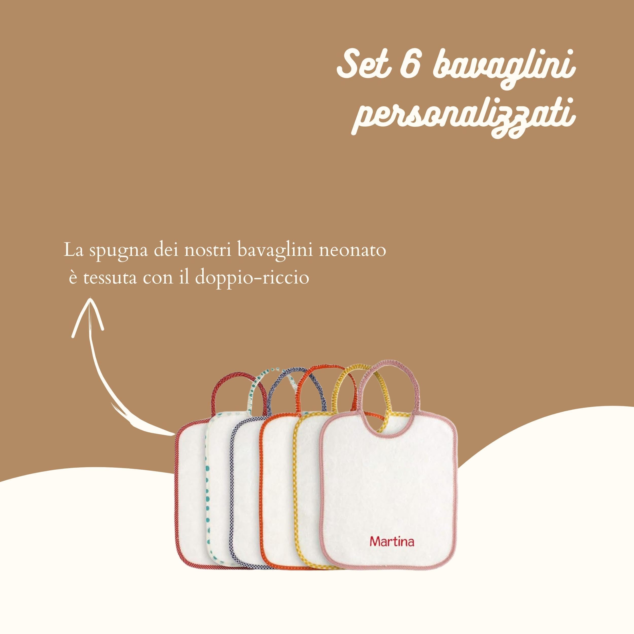 Coccole - Set Asilo Nido 6 Bavaglini da Personalizzare - Set per Bimbi in Cotone Anallergico - Kit Asilo Nido 6 Bavaglini Made in Italy