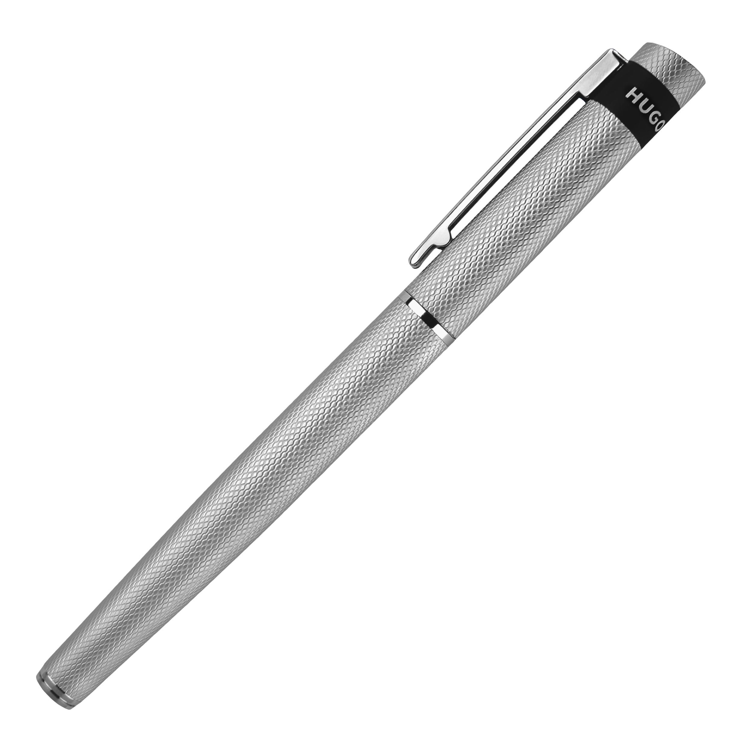 Hugo Boss Loop Diamond Füllfederhalter aus Messing in der Farbe Chrome, Länge: 14,7cm, Federstärke: M, HSW3672B