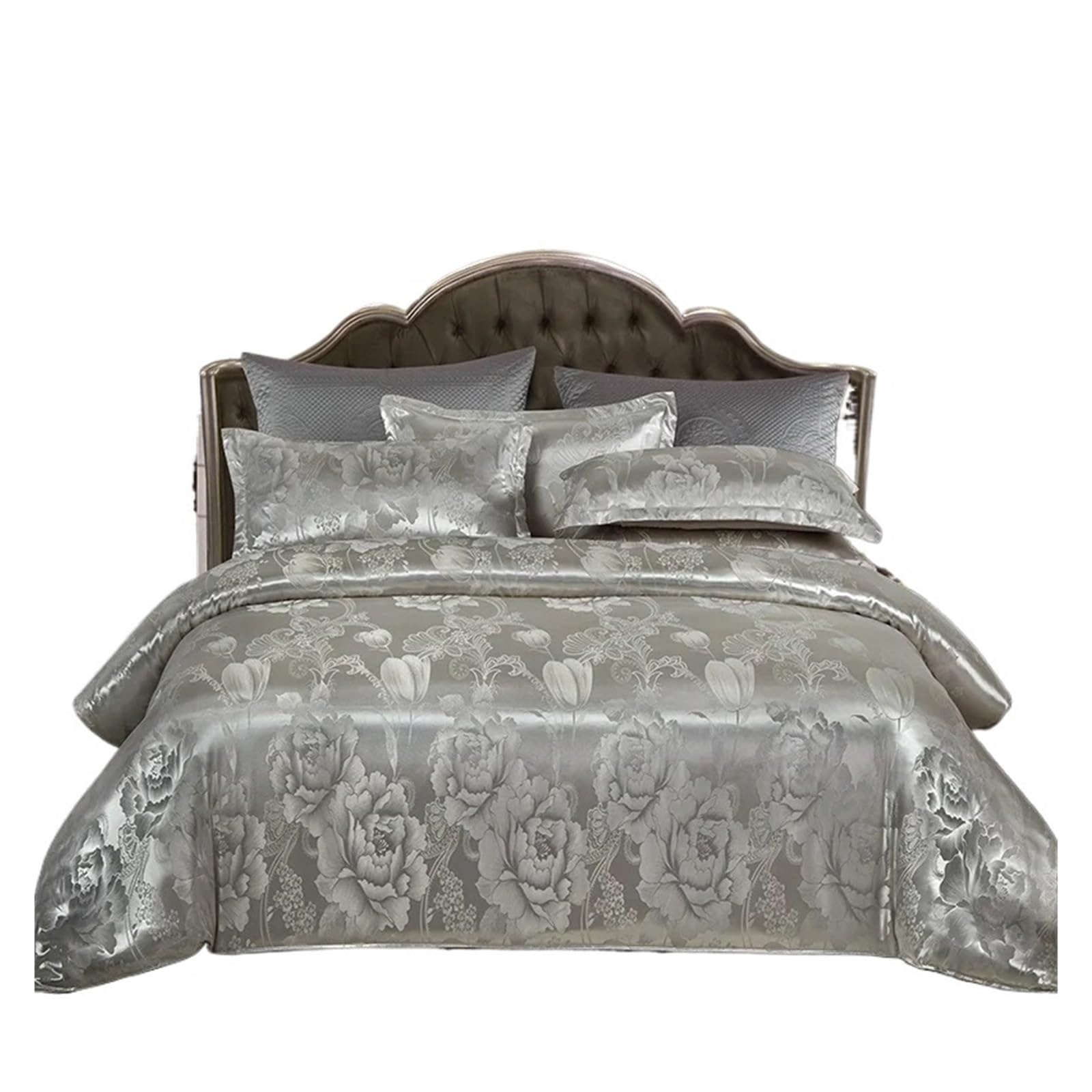 LuoAXINN Satin Bedding Set Jacquard King Size Bedding Set Luxury European Wedding Sets Queen American Satin Double Duvet Cover 220x240(Color8,SET_BED 1.2M 3PCS)