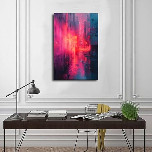 Miniatura 3 de ZMLIS Neon Vaporwave Wall Print, Cyberpunk Urban Art Poster, Retro Futuristic Digital Decor, Trending Synthwave Artwork Canvas Posters Wall Art