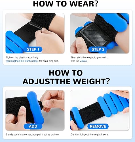 Vista 3 de Pesas de muñeca y tobillo para mujeres, hombres y niños, pesas de muñeca, brazaletes de 1 libra x 2 2 libras x 2 libras x 2 pesas ponderadas