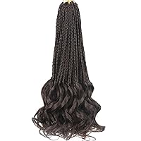 Vista 88 de Cabello de ganchillo con rizos franceses, trenzas de cabello de ganchillo con puntas rizadas, 14 pulgadas, preenlazadas, trenzas de caja tipo diosa