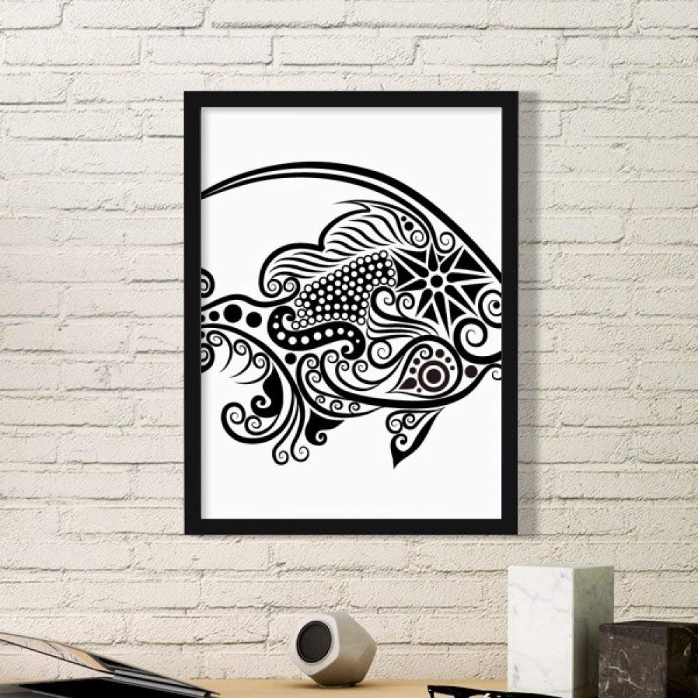 Dessin au trait poisson noir cadre DIYthinker pour stickers muraux de salon