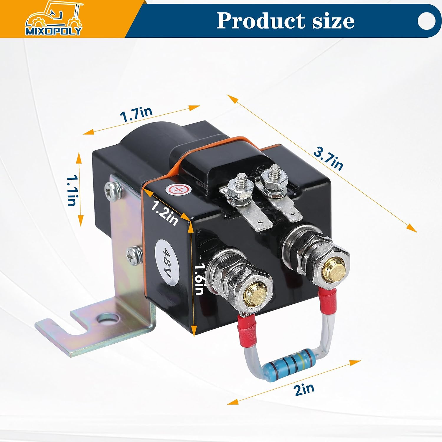 48V 4 Terminal Golf Cart Solenoid for Club Car DS 1995-up & Precedent 2000-up Electric with Resistor Replace OEM 101908701 102774701 1014947 1019087-01 1027747-01