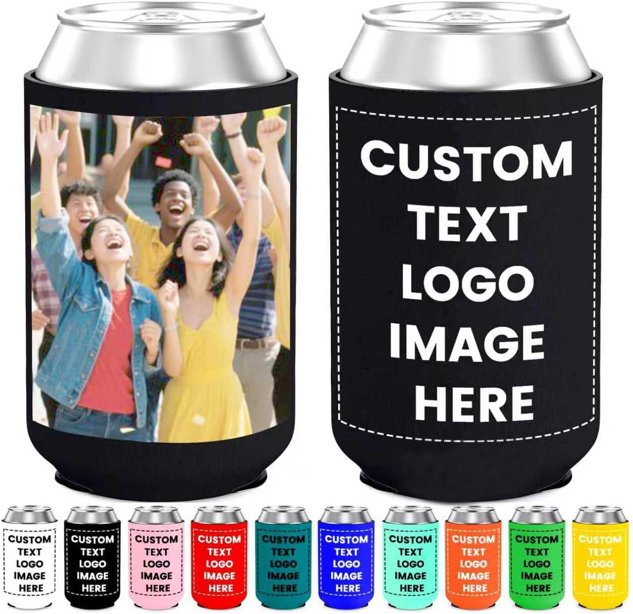 50 Pack Personalized Can Sleeve Coolers with Your Text Logo or Image Wedding Favors Bachelor Party Favors Birthday Party Favors