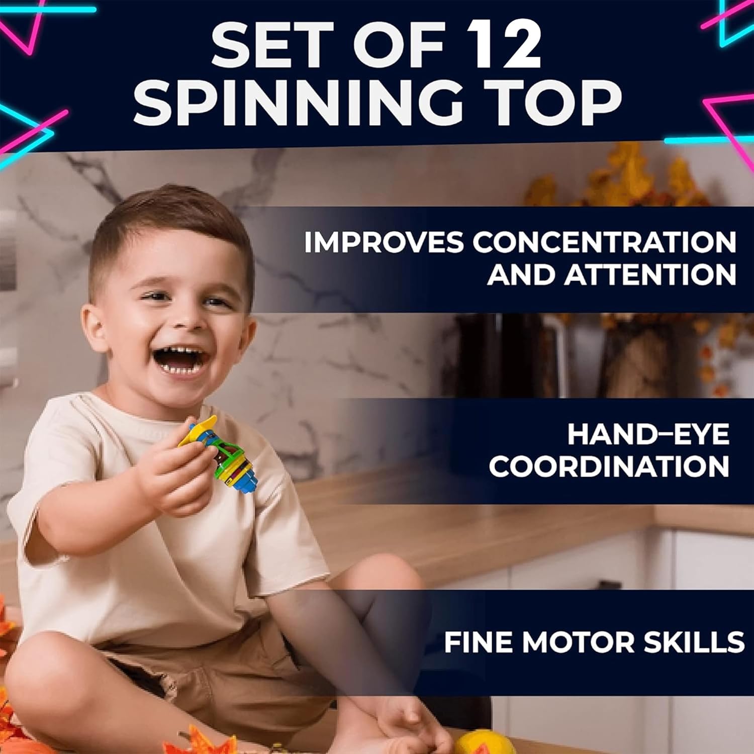 Toysery Light Up Spinning Tops Gyroscope Spinner Toys with Flashing LED Lights - 12 Pieces for Kids Birthday Goodie Bag Fillers for Boys and Girls Gift Bag Party Favors