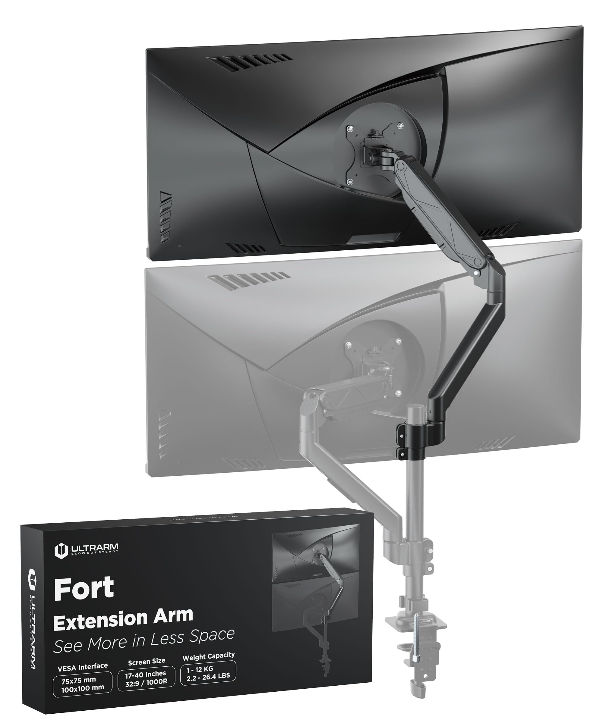 Photo 1 of ULTRARM Extension Monitor Arm Accessory (Black)