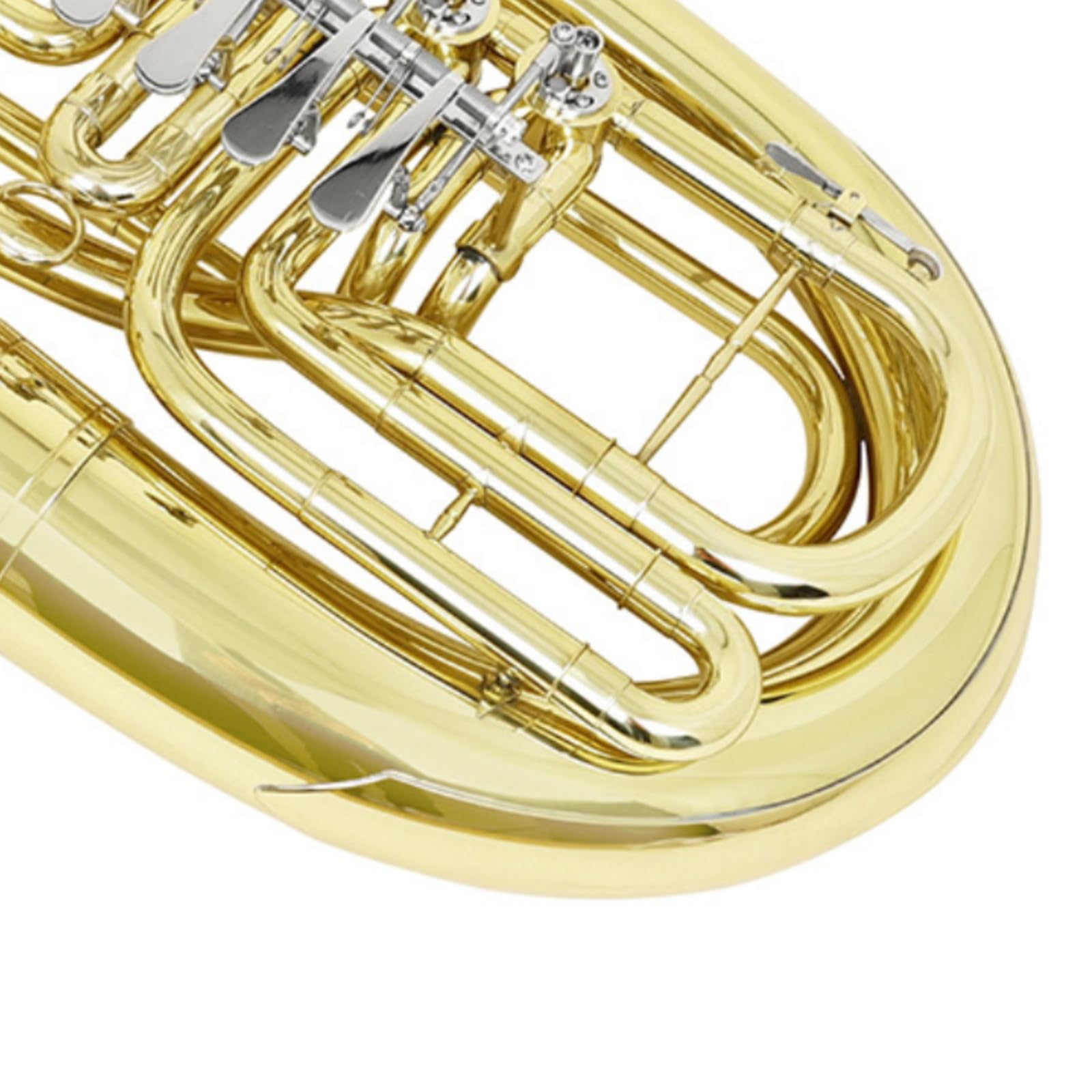 Strumento a Fiato in Ottone con Custodia Dorato Strumento a Fiato in Ottone Lucido Tromba Bassa per Bande Musicali, Scuola di Musica