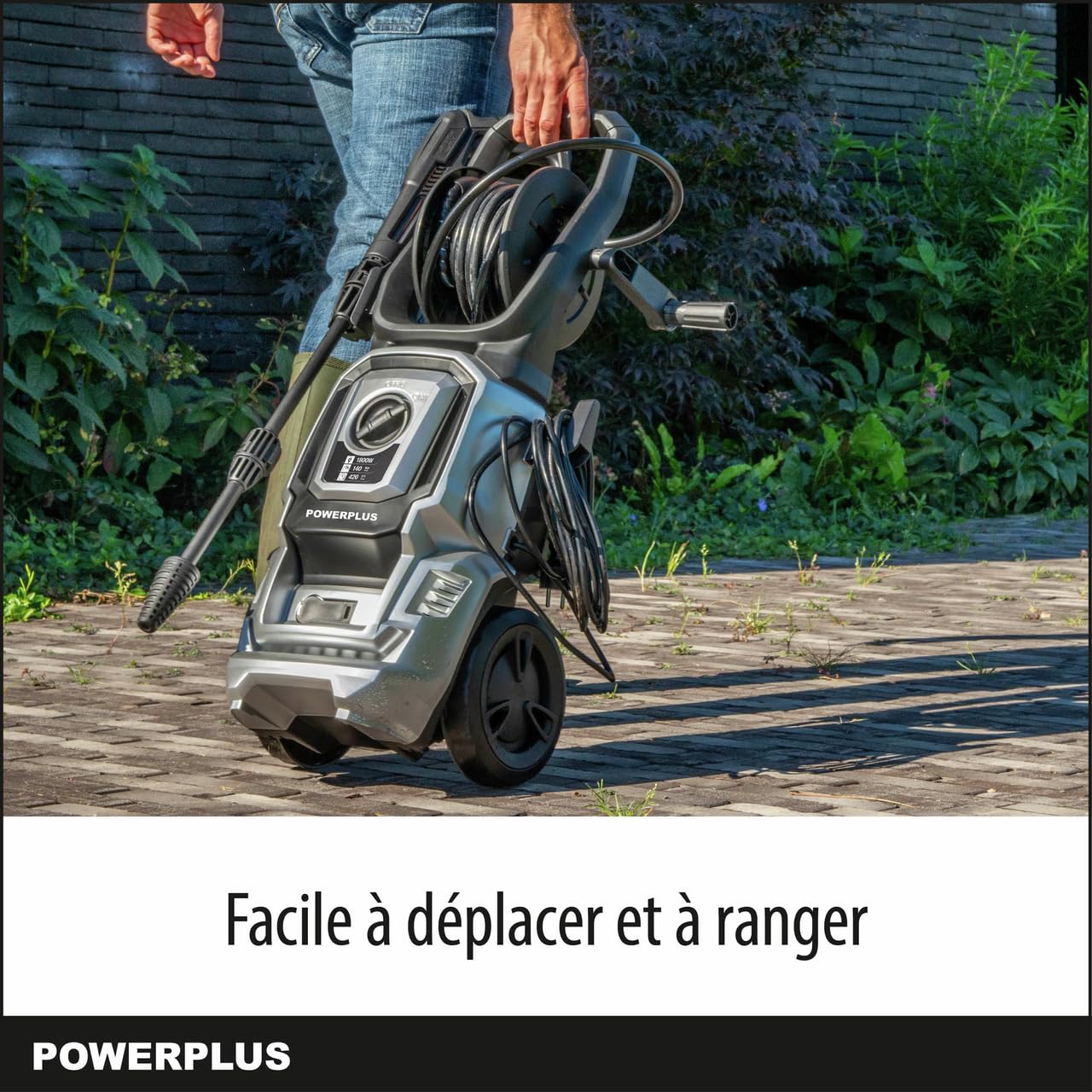 Powerplus Pulitrice elettrica ad alta pressione POWXG90411-1800 Watt, funzione start/arresto, massima pressione 140 bar e temperatura 50 °C, tubo da 8 m e accessori inclusi