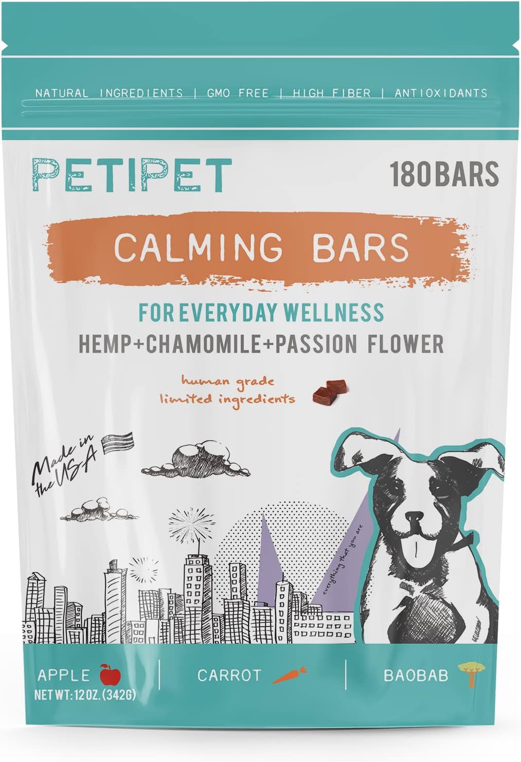 PETIPET Calming Bars for Dogs Anxiety Composure Relief With Carrots