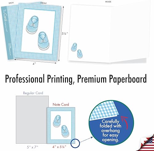 Miniatura 6 de The Best Card Company - Juego de 10 tarjetas de felicitación para bebé en blanco con sobres de 5 x 7 pulgadas (1 diseño, 10 cada uno) - Botines
