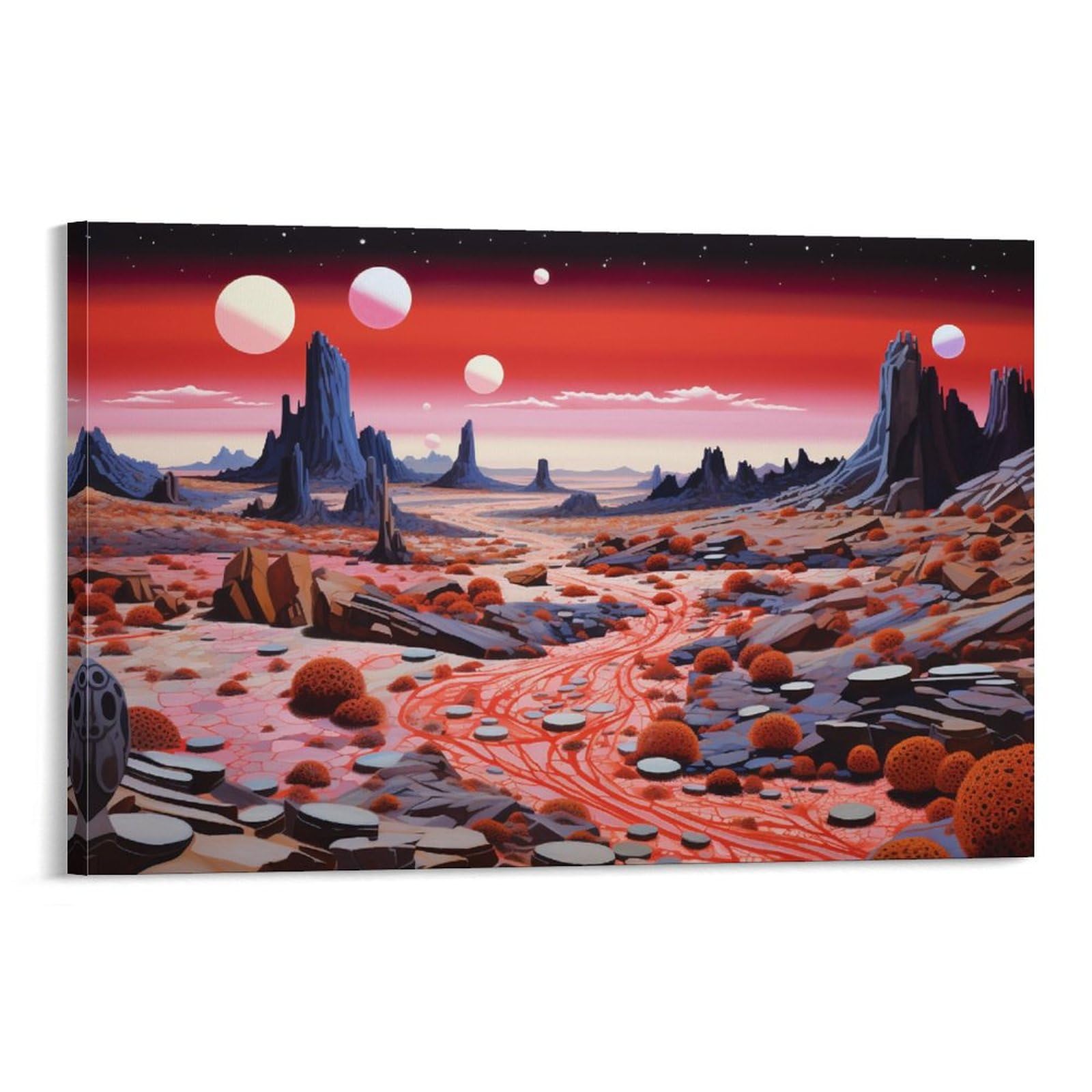 AYAROS Magic Desert Printed Canvas Posters Red Sky Modern Sci-Fi Abstract Scenery Wall Decor Suitable for Living Rooms Bedroom