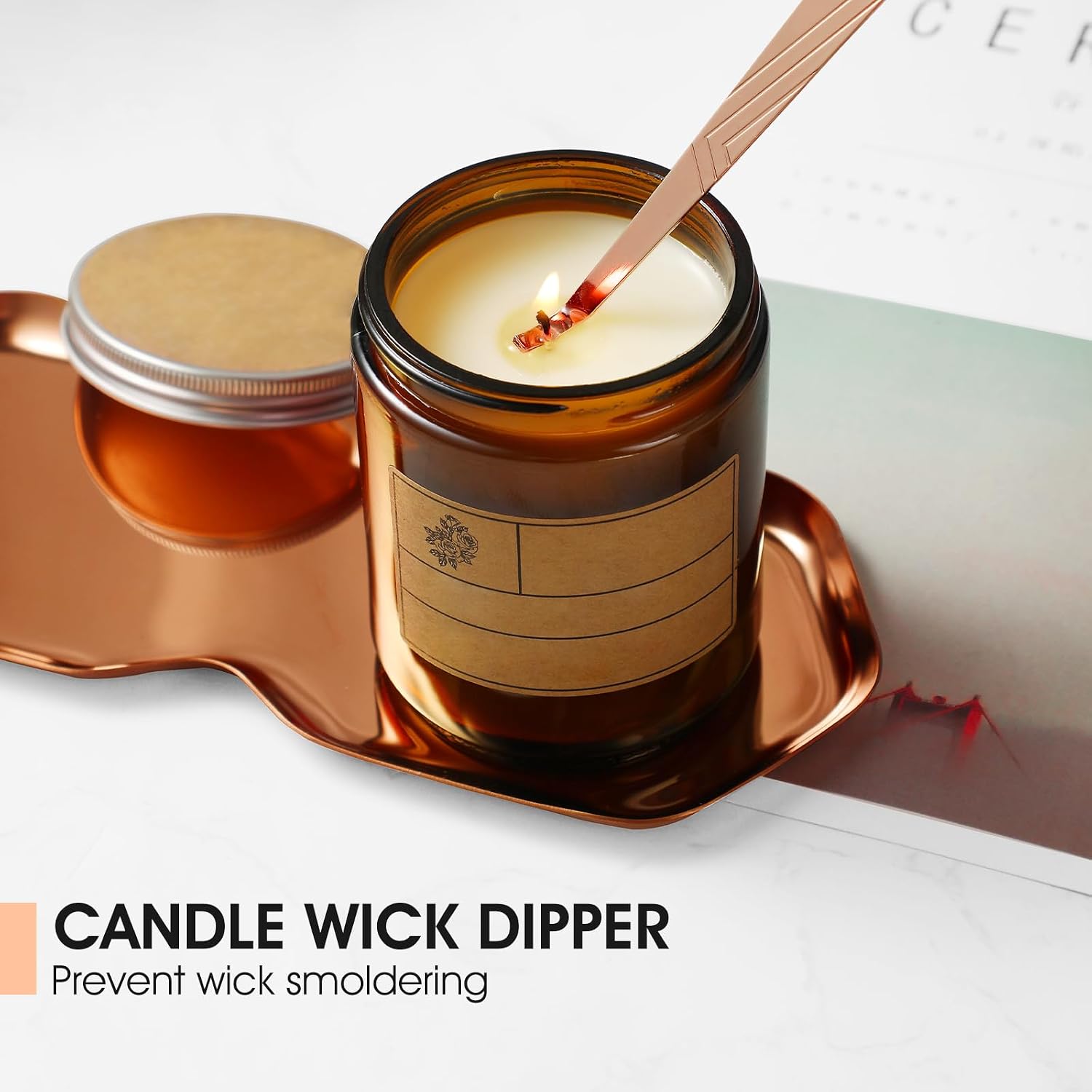 PATOISE Candle Wick Trimmer, Candle Snuffer, Wick Dipper and Tray Holder