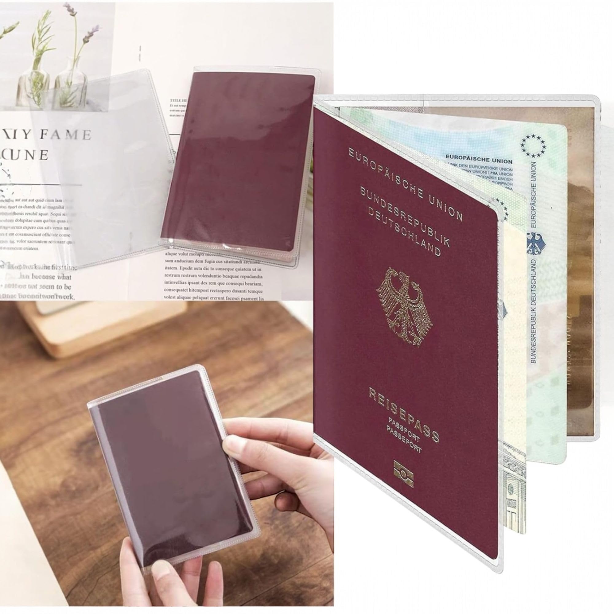 topolenashop Set 2 Custodie Passaporto Trasparenti In PVC 195x135 mm, Copertine Impermeabili Antistrappo Per Documenti Da Viaggio, Compatibili Con Passaporto Italiano Europeo | HZ-15006