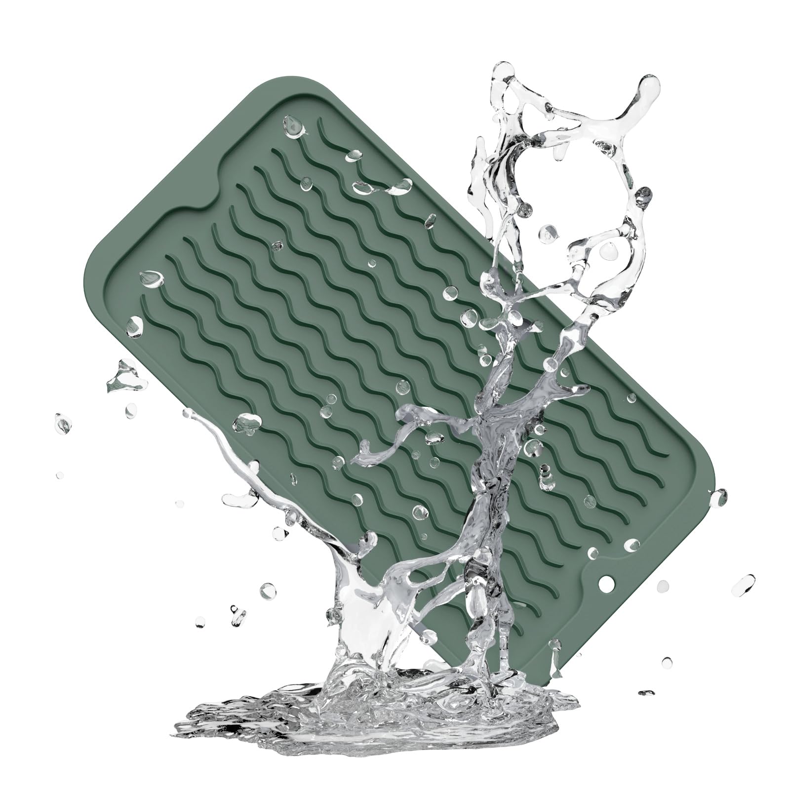 ZLR Silicone Sponge Holder & Sink Caddy Tray (6" x 12") - Narrow Dish Drying Mat for Kitchen Counter - Waterproof Soap Dispenser Organizer, Non-Slip