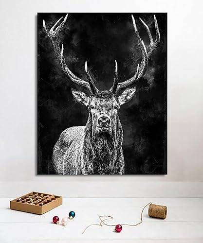 Miniatura 10 de Lienzo decorativo de vaca con texto en inglés "Merry Christmas", diseño de vaca de las tierras altas, decoración de pared de casa de campo de acebo,