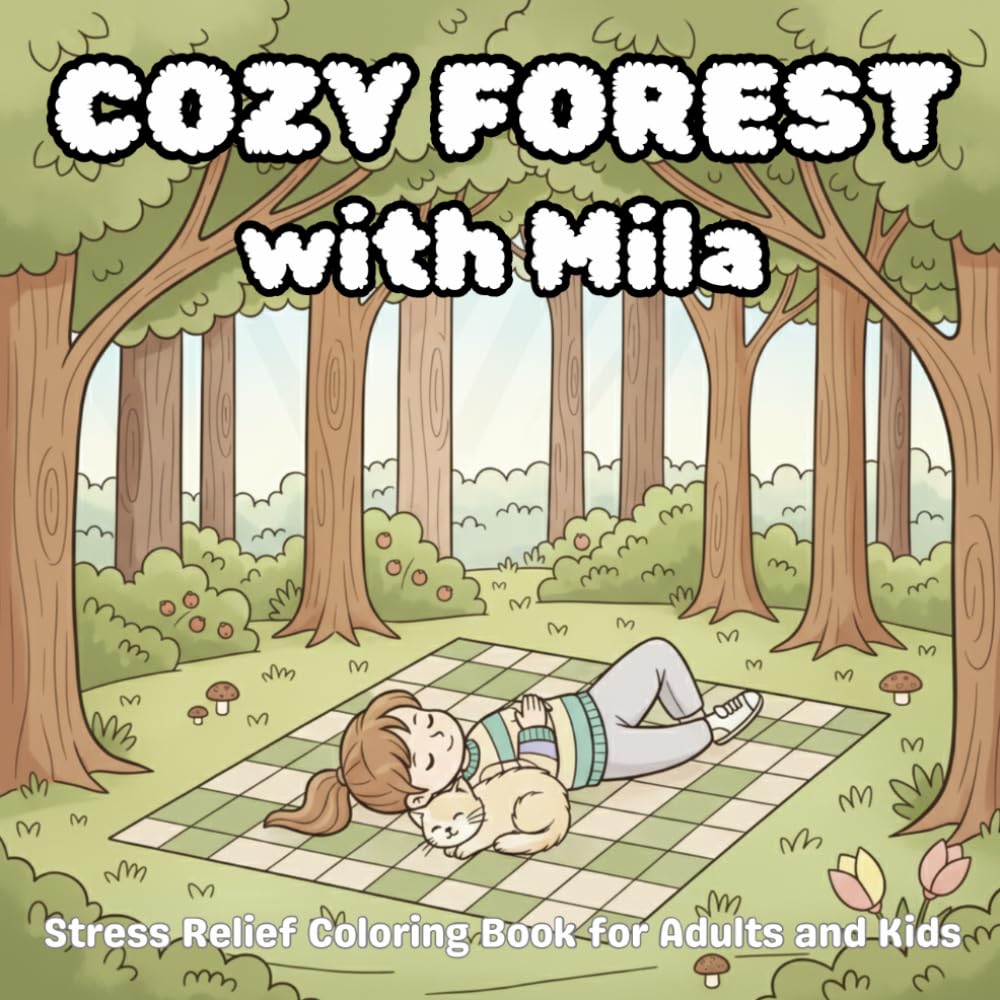 Cozy Forest: Stress Relief Coloring Book for Adults and Kids
