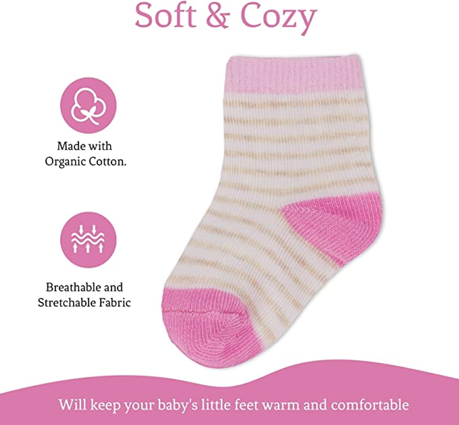 Rising Star Baby Socks for Boys & Girls - Newborn Crew Ankle Cotton Infant Socks 0-6, 6-12 months (8 pack) - Image 3