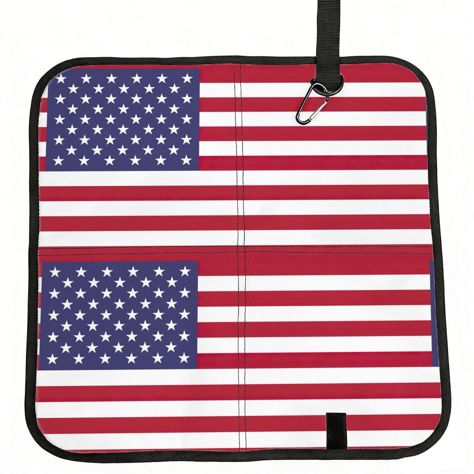 DIEzig American flag Printed Compact Foldable Sitting Pad Oxford Base, Portable Cushion for Fishing Sports Events