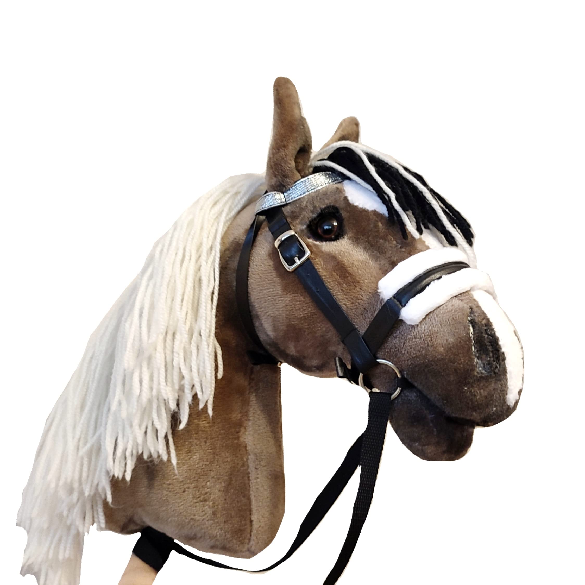 Set Hobby Horse Pferd Braun mit zusätzlichem roten Zaumzeug - Steckenpferd A3 mid Abnehmbare Trense