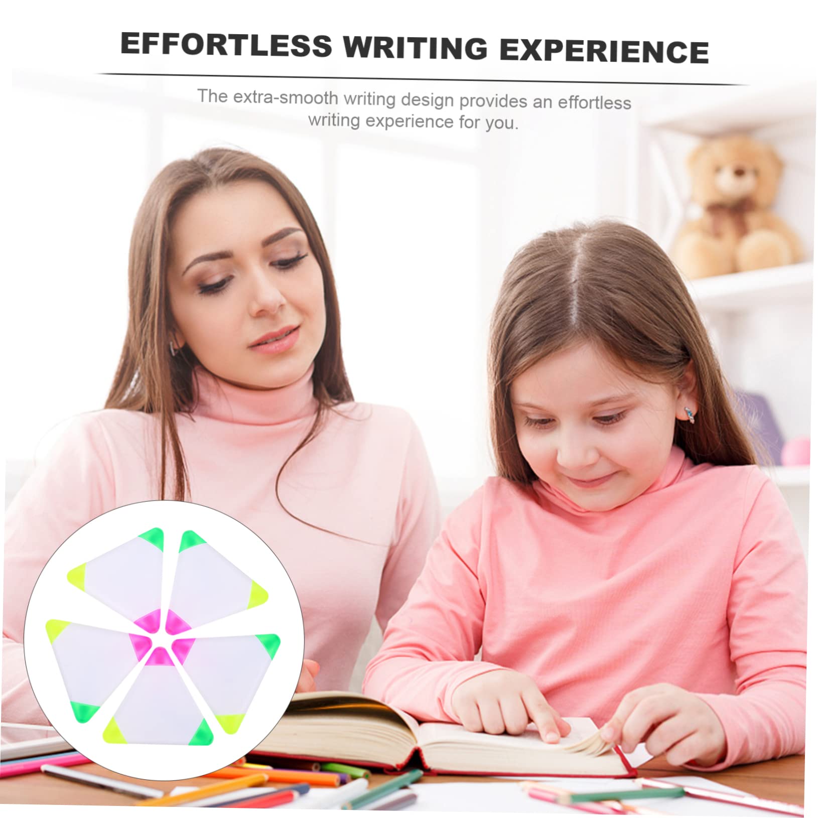 Angoily 3 Set Evidenziatori Triangolari Fluorescenti Colorati Portatili Per Studenti Per Scrittura E Apprendimento Design Ergonomico E Leggero 5 Pezzi*3
