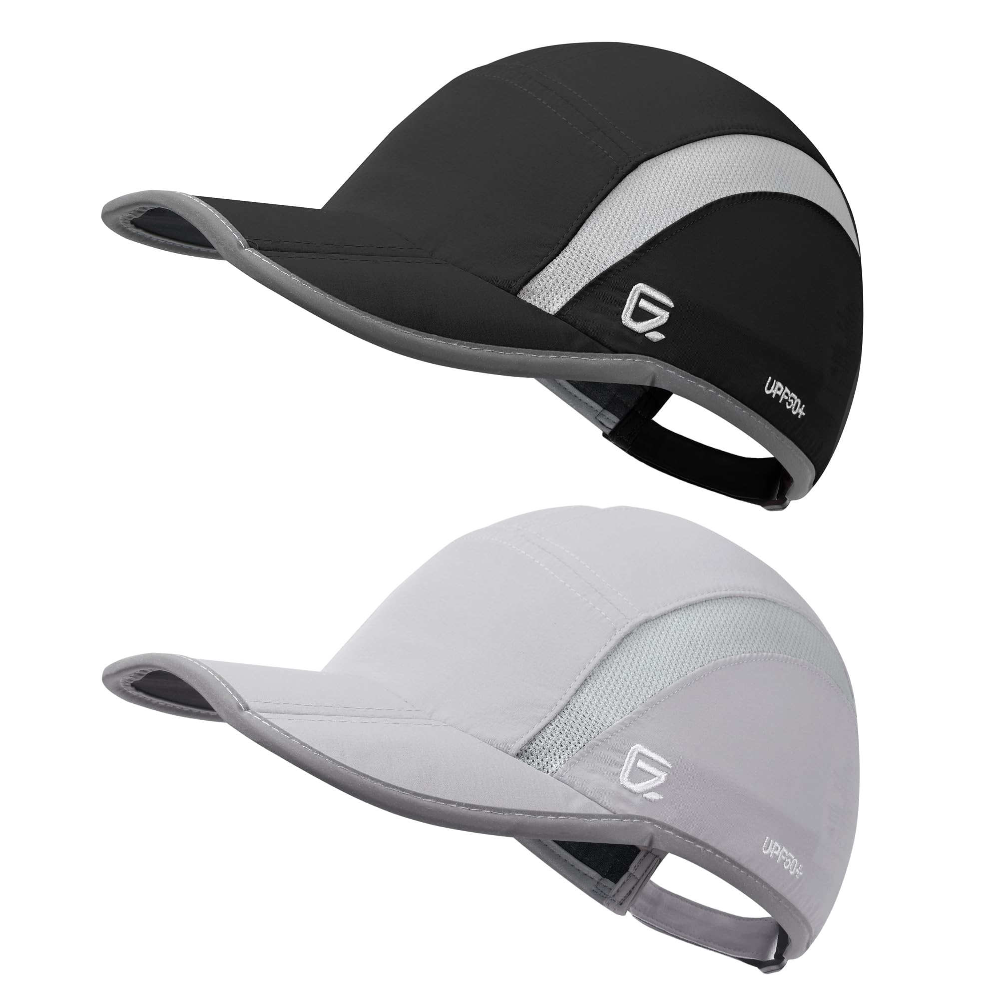 GADIEMKENSD 2 Pack Reflective Foldable Sports Hat UPF 50+ Sun Protection Outdoor Run Hats for Men and Women