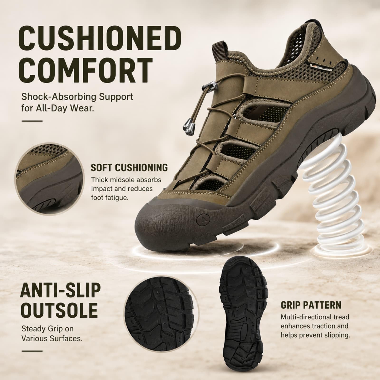 ENEN Sandalias Senderismo Hombre Punta Cerrada, Sandalias Trekking Punta Cerrada Transpirables Cómodas 38-46 EU Zapatillas de Senderismo Verano Antideslizante para Deportivas