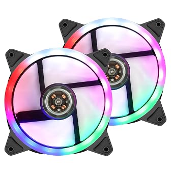 CERRXIAN LED Silent Case Fan 120mm Computer Fan 1200RPM High Efficiency Oil Bearing 3 Pin Silent Computer Fan for Desktop PC Case Cooler 2 pcs Colored