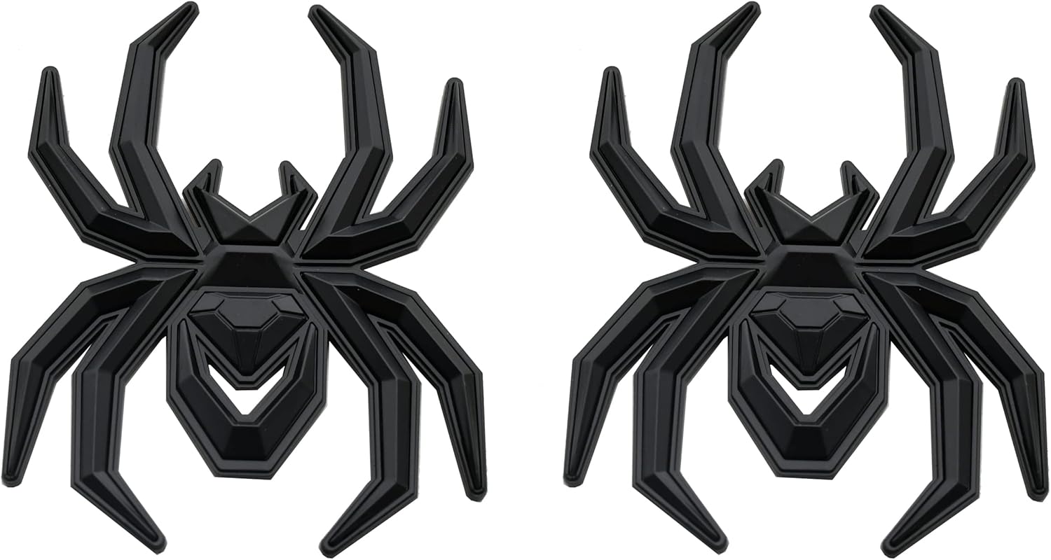 2pcs Custom New Spider Emblems 3D Fender Rear Door Badges Sticker Replacement for F-150 Silverado Sierra RAM Black Widow Edition (Black Red)