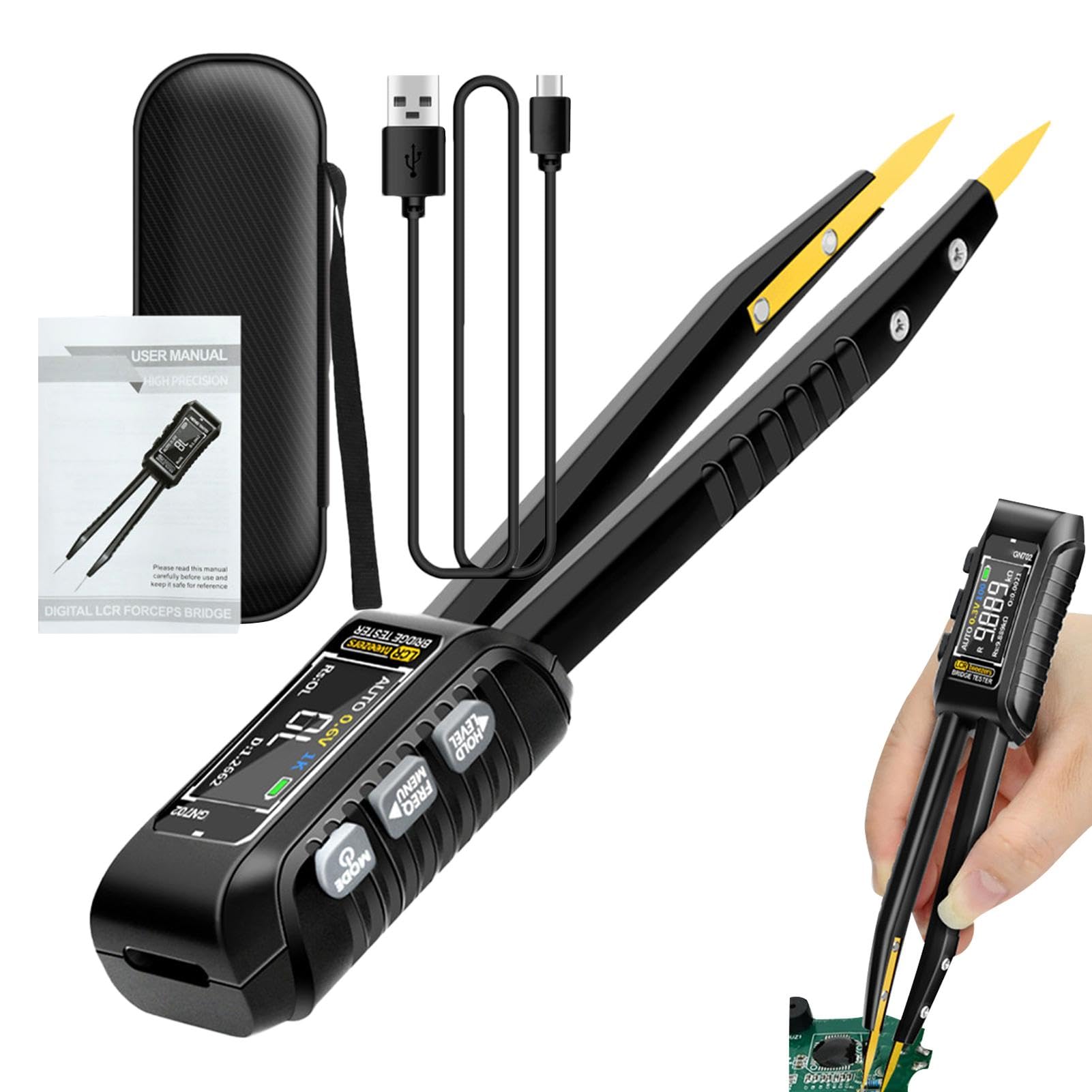 Elektronischer Bauteilanalysator Hochpräzise Bauteilerkennungsanzeige | SMD Bauteilanalysator für Widerstand, Induktivität, Diode, tragbarer SMD-Chip-Tester, -Reparaturwerkzeug,