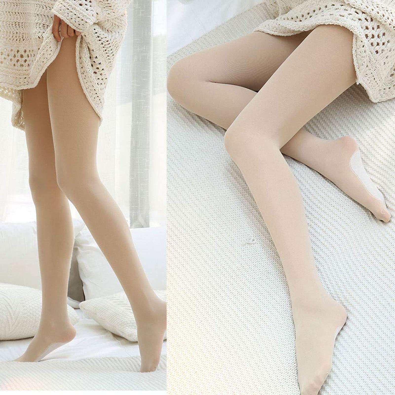 Medias Térmicas Mujer Panty Fleece Pantimedias De Invierno con Forro Polar Mallas Térmicas Gruesas Elástico Cintura Alta Algodón Forradas Mallas Gruesas Elástica C-160g