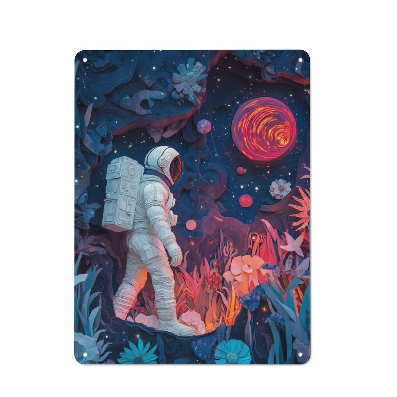 Junmoney Astronaut In Alien World Vintage Metal Plaque 40X30cm Featuring For Pub Or Café, Suited To Café Interior Fans