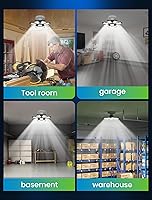 Vista 8 de Luces LED de garaje - 250W, 6500K, 25000LM Luz de iluminación LED deformable para garaje, luces de tienda para garaje, sótano, granero, luz de techo