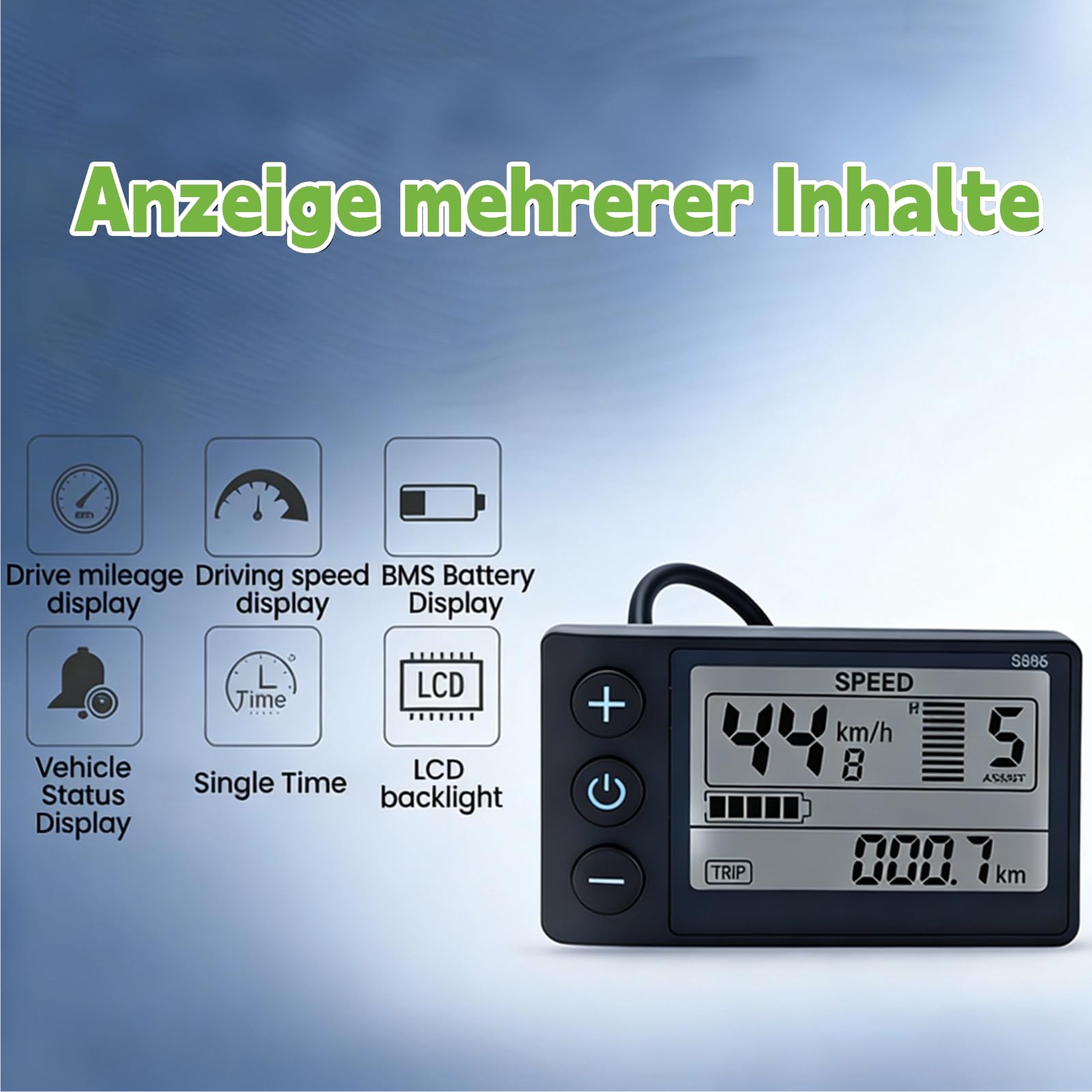 Elektrofahrradanzeige LCD Messger?t s866 LCD Display Controller 7 polig 24V/36V/48V Elektrofahrrad Display Bedienfeld Wasserdichtem IP65 LCD Display Compteurs v¨¦lo