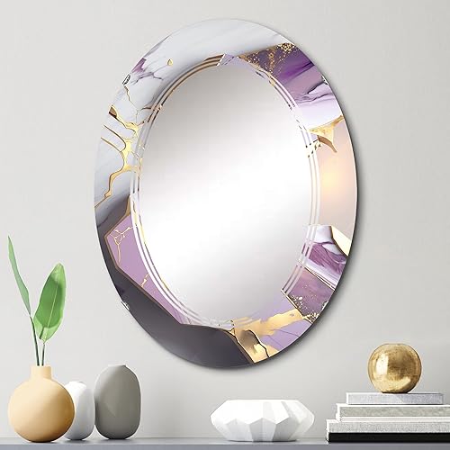 Miniatura 2 de Abstract Geode Pink I - Espejo de tocador, espejos de baño, espejos de pared para sala de estar, dormitorio, espejo ovalado, grande, 20 x 30 pies,